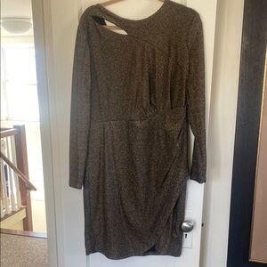 DNKY Cocktail Midi Dress - Wrap V-Neck Long Sleeve